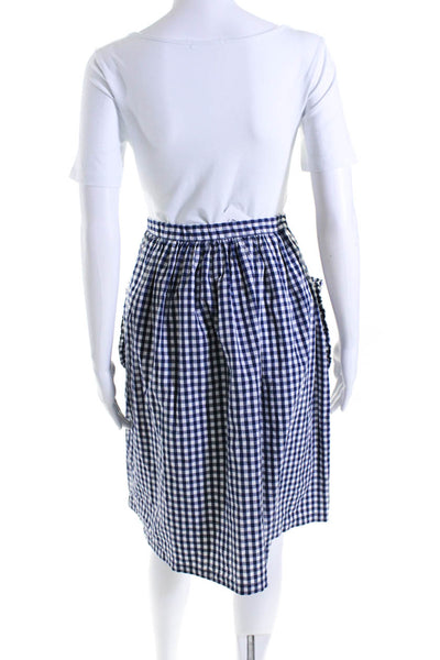 Sonia Rykiel Womens Check Graphic Print Elastic Waist A-Line Skirt Blue Size M