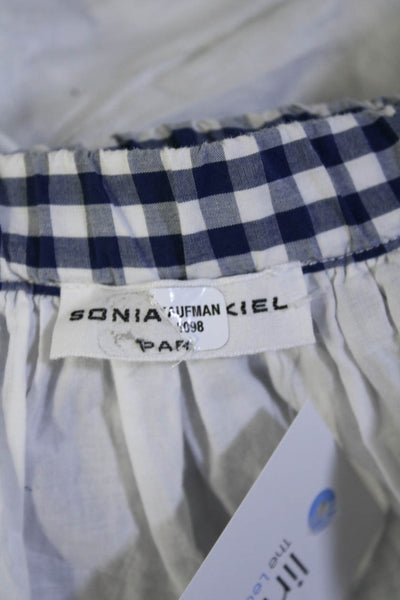 Sonia Rykiel Womens Check Graphic Print Elastic Waist A-Line Skirt Blue Size M