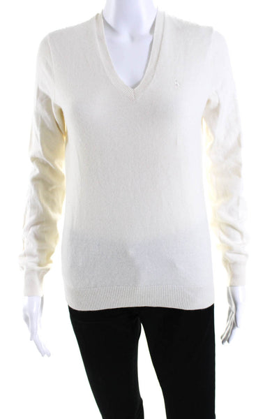 Ralph Lauren Golf Womens Long Sleeve V Neck Cashmere Sweater White Size Small