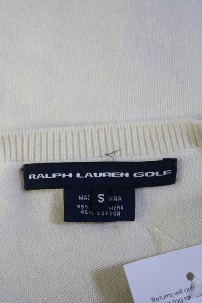 Ralph Lauren Golf Womens Long Sleeve V Neck Cashmere Sweater White Size Small