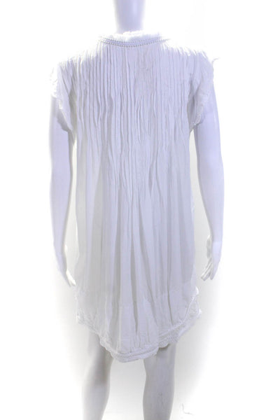 Poupette St. Barth Womens Short Sleeves V Neck Sun Dress White Size Medium