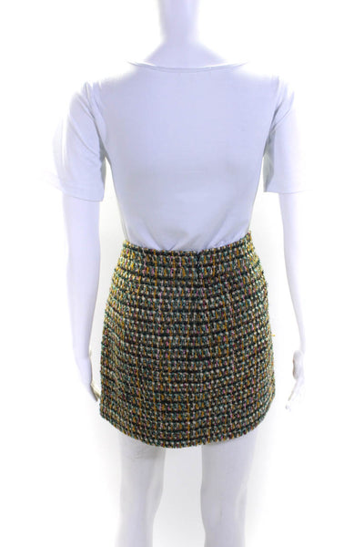 J Crew Womens Tweed Zipper Front Mini Skirt Multi Colored Wool Blend Size 8