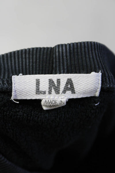 LNA Womens Long Sleeves Grommet Pullover Sweatshirt Black Cotton Size Medium