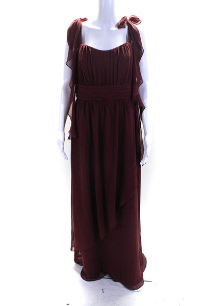 Alfred Angelo Womens Maroon Tie Neck Sleeveless Empire Waist Gown Dress Size 14