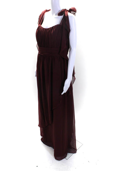 Alfred Angelo Womens Maroon Tie Neck Sleeveless Empire Waist Gown Dress Size 14