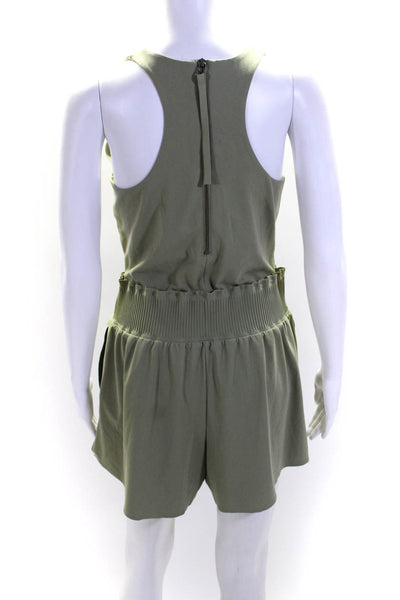 Athleta Womens Back Zip Sleeveless Scoop Neck Stretch Romper Green Size Medium