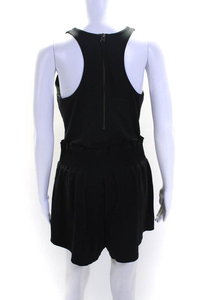 Athleta Womens Back Zip Sleeveless Scoop Neck Stretch Romper Black Size Medium