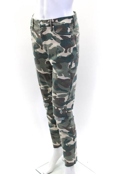 Mother Womens Distressed Camouflage High Waisted Looker Fray Jeans Green Size 29