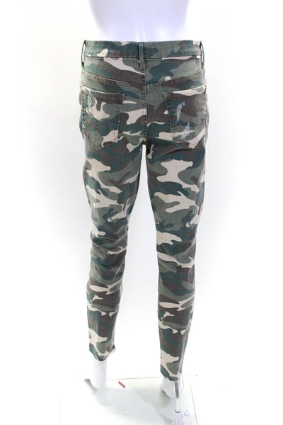 Mother Womens Distressed Camouflage High Waisted Looker Fray Jeans Green Size 29