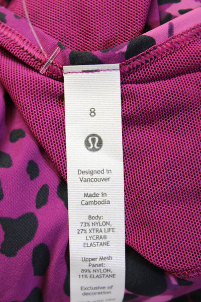 Lululemon Womens Mesh Trim Spotted Tank Top Dark Fuchsia Black Size 8