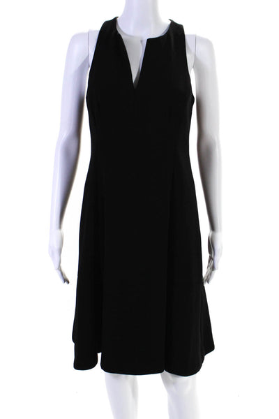 Nanette Lepore Womens V-Neck Sleeveless Darted Zipped Midi Dress Black Size 6