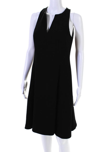 Nanette Lepore Womens V-Neck Sleeveless Darted Zipped Midi Dress Black Size 6