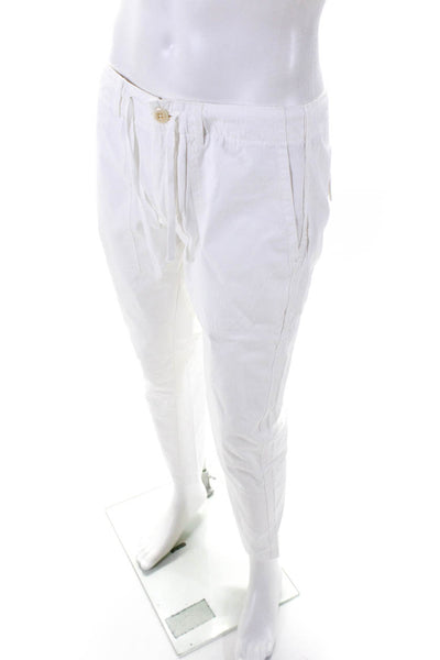 Alex Mill Mens Cotton Buttoned Flat Front Slip-On Tapered Pants White Size M