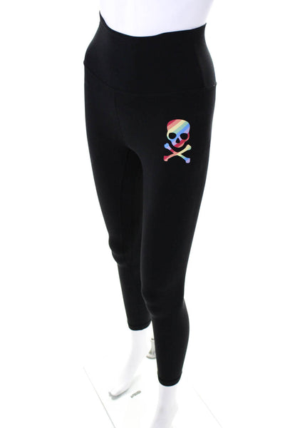 Lululemon Womens Stretch Mid Rise Rainbow Skull 7/8 Capri Leggings Black Size 4