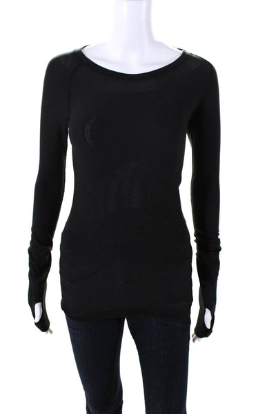 Lululemon Womens Long Sleeve Crewneck Moisture Wick Running Top Black Size 4