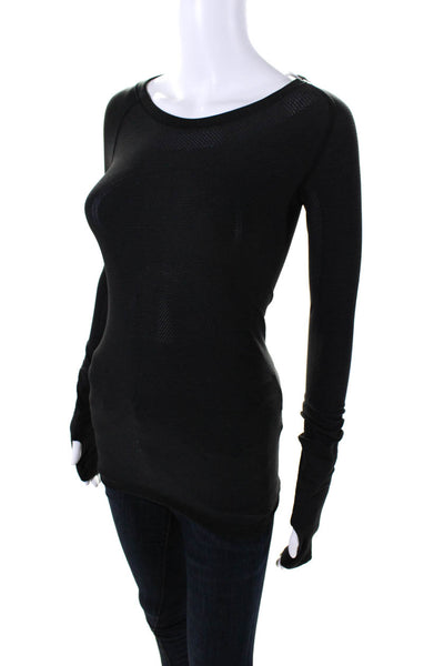 Lululemon Womens Long Sleeve Crewneck Moisture Wick Running Top Black Size 4