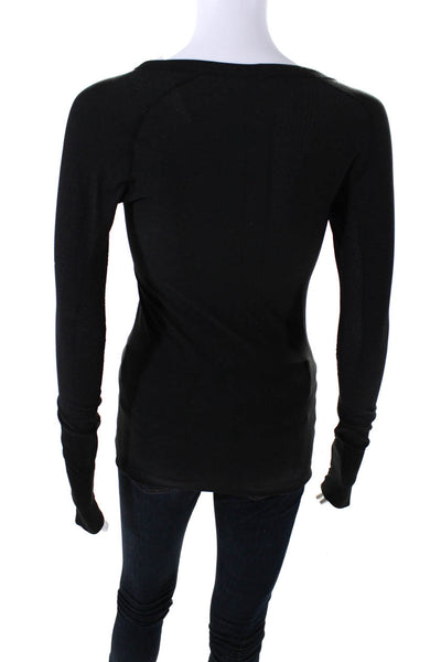 Lululemon Womens Long Sleeve Crewneck Moisture Wick Running Top Black Size 4