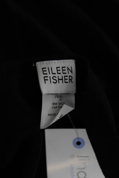 Eileen Fisher Womens 3/4 Sleeve Boat Neck Top Tee Shirt Black Size Large