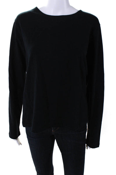 Eileen Fisher Womens Long Sleeve Crew Neck Top Tee Shirt Black Size Large