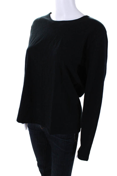 Eileen Fisher Womens Long Sleeve Crew Neck Top Tee Shirt Black Size Large