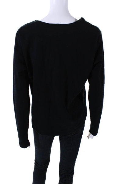 Eileen Fisher Womens Long Sleeve Crew Neck Top Tee Shirt Black Size Large