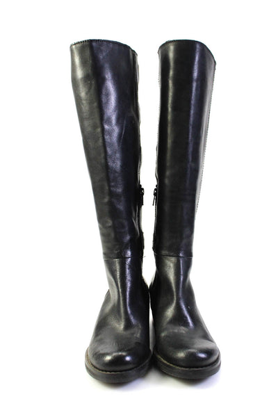 Arturo Chiang Womens Black Leather Strappy Zip Knee High Boots Shoes Size 7.5