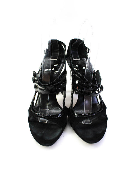 Dior Womens Black Leather Strappy High Heels Sandals Shoes Size 7.5