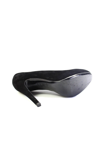 Hermes Womens Slip On Stiletto Round Toe Pumps Black Suede Size 40