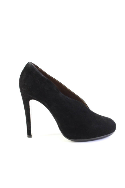 Hermes Womens Slip On Stiletto Round Toe Pumps Black Suede Size 40