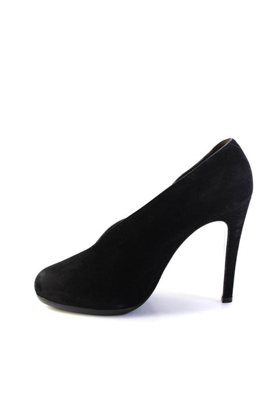 Hermes Womens Slip On Stiletto Round Toe Pumps Black Suede Size 40