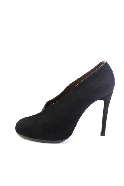 Hermes Womens Slip On Stiletto Round Toe Pumps Black Suede Size 40