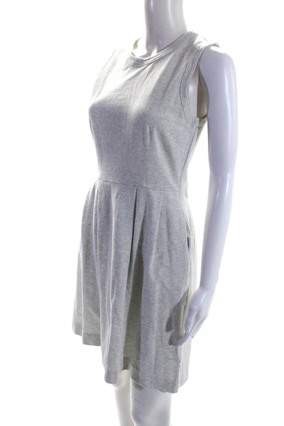 Madewell Women's Round Neck Sleeveless Fit Flare Cotton Mini Dress Gray Size 0