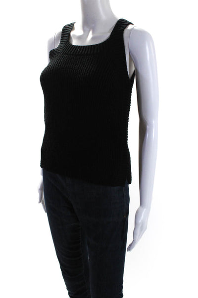 J Crew Women's Square Neck Sleeveless Knit Sweater Tank Top Black Size XS