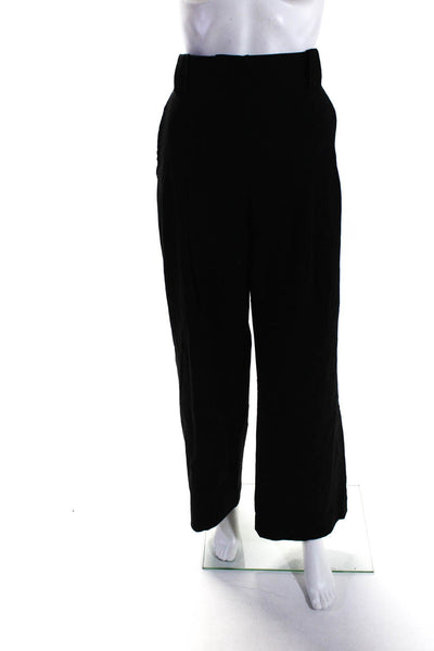 ALC Womens High Waist Wide Leg Twill Pants Black Linen Size 12