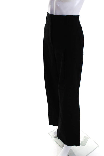 ALC Womens High Waist Wide Leg Twill Pants Black Linen Size 12