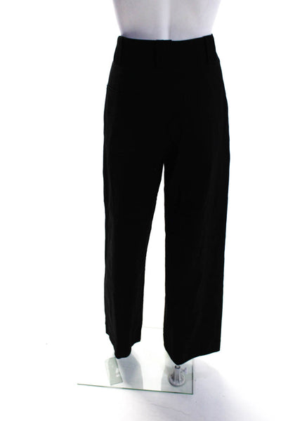 ALC Womens High Waist Wide Leg Twill Pants Black Linen Size 12