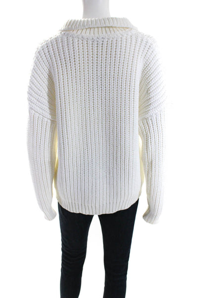 Varley Womens Cotton Thick Knit Half Zip Pullover Sweater White Size XS