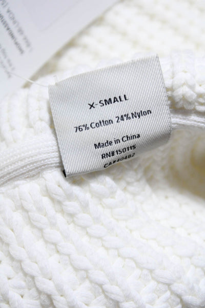 Varley Womens Cotton Thick Knit Half Zip Pullover Sweater White Size XS