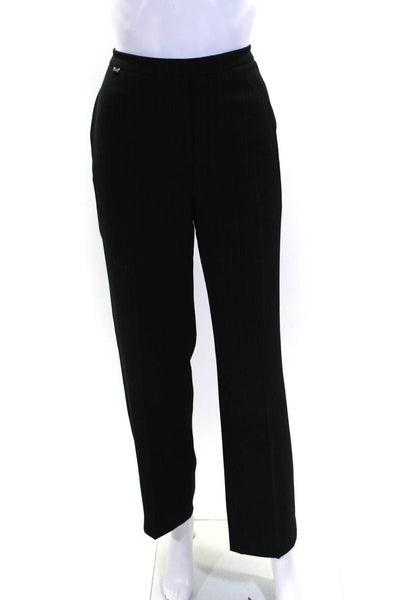 Tahari Womens Zipper Fly High Rise Pleated Pinstriped Dress Pants Black Size 4