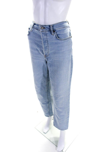 Redone Womens Cotton Light Washed Buttoned Tapered Leg Jeans Blue Size EUR29