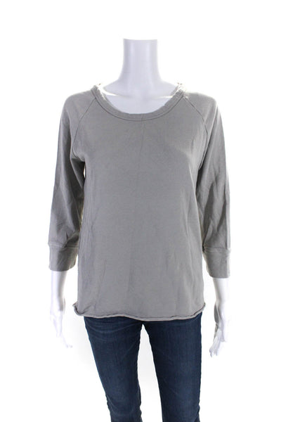 Standard James Perse Womens Cotton Round Neck Long Sleeve Casual Top Gray Size 2