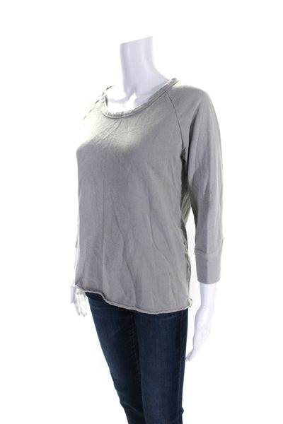 Standard James Perse Womens Cotton Round Neck Long Sleeve Casual Top Gray Size 2