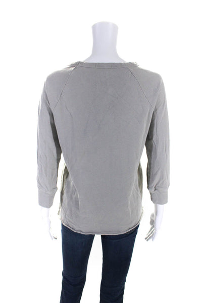 Standard James Perse Womens Cotton Round Neck Long Sleeve Casual Top Gray Size 2