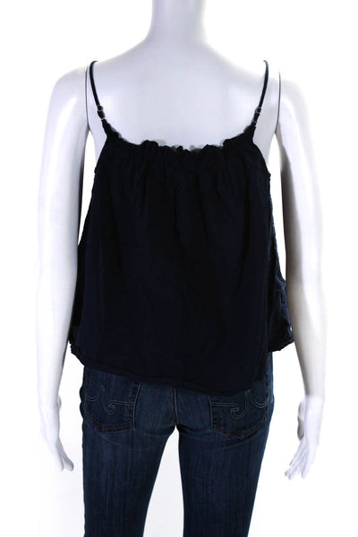 Xirena Womens Cotton Smocked Sleeveless Buttoned Tank Top Blouse Navy Size S