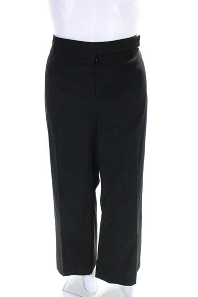 Marlowe Womens Front Zip High Rise Pleated Straight Leg Pants Black Wool IT 44