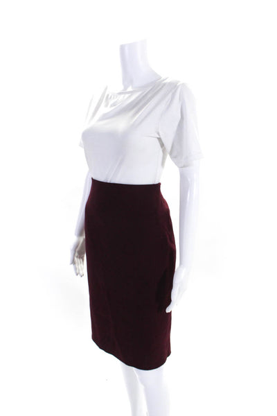 Akris Punto Womens Back Zip Knee Length Pencil Skirt Red Wool Size 8