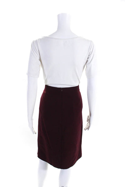 Akris Punto Womens Back Zip Knee Length Pencil Skirt Red Wool Size 8