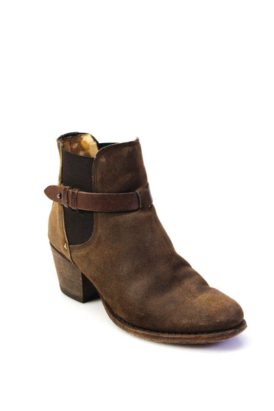 Rag & Bone Womens Suede Single Strap Mid Heel Ankle Boots Brown Size 8US 38EU