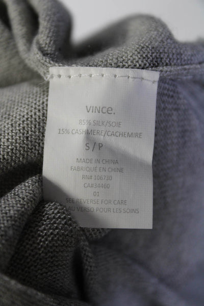 Vince Womens Silk Long Sleeve V Neck Knit Blouse Light Gray Size S