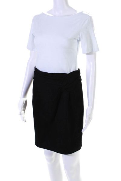 Nanette Lepore Womens Gathered Waist Wool Felt Pencil Skirt Black Size 6